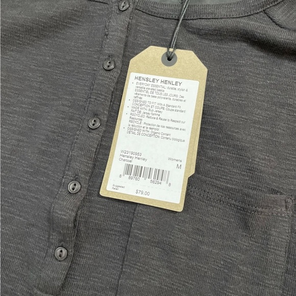 Prana Women's Black Charcoal Long-Sleeve Henley Jersey T-Shirt Top Size M - Picture 4 of 10